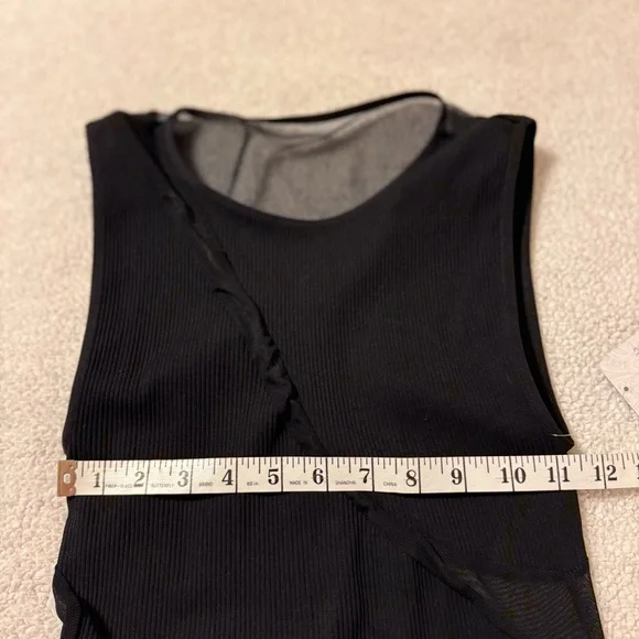 Intimately Free People Black Hide and Seek Ribbed Mesh Bodycon Dress Sleeveless - Picture 7 of 14